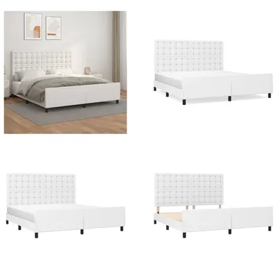 Immagine prodotto di vidaXL Giroletto con testiera bianco 160x200 cm in Pelle finta - Giroletto con testiera - Giroletto con testiera - Letto con testiera - Letto con testiera
