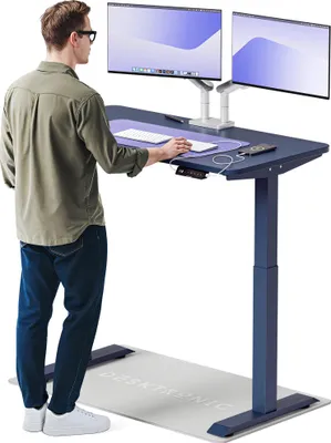 Produktbild von Desktronic HomeOne Elektrisch höhenverstellbarer Schreibtisch 120x60cm Blau/Blau mit Memory-Funktion, Anti-Kollisions Technologie, USB-A und USB-C-Ladeanschlüssen