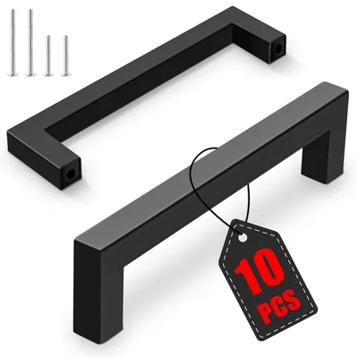 Imagen del producto de Tiradores para muebles de acero inoxidable mate, juego de 10 unidades, distancia entre agujeros de 128 mm, para armarios de cocina