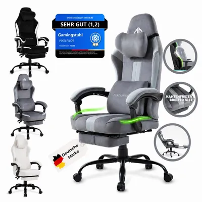 Produktbild von PiXELPiLOT Gaming Bürostuhl , Ergonomischer Bürostuhl mit Kopfstütze und Lendenwirbelstütze,Atmungsaktiver und komfortabler Stoff,bis 150kg Belastung, KI-generiertes Bild
