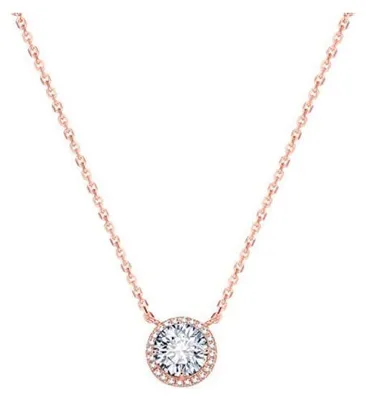 Image de Collier en argent plaqué or rose avec cristaux AGS1135 / 47-ROSE
