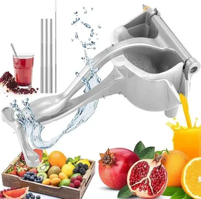 Produktbild von Zitruspresse aus Aluminiumlegierung, 3 Edelstahlstraws, Saft aus verschiedenen Früchten