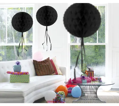 Produktbild von Schwarzer Wabenball für die Halloween-, Faschings- & Geburtstagsparty | 30cm