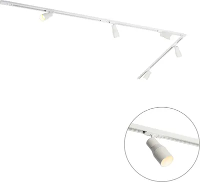 Zdjęcie produktu dla QAZQA - Nowoczesny system szynowy I Reflektor I Reflektor sufitowy I Reflektor sufitowy I Reflektor z 5 źródłami światła Spot I Reflektor I Reflektor sufitowy I Reflektor sufitowy I Reflektor I Lampa I Lampy Biały 1-fazowy - I