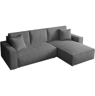 Produktbild von BEAUTYSOFA Ecksofa 290cm, Modernes Bettsofa mit Schlaffunktion und Bettkasten, Schlafsofa, Couch beidseitig montierbar Grau Poso 60 PARYS L - Form