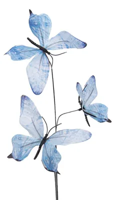 Immagine prodotto di Clayre & Eef Decorazione Ramo con farfalla 10x10x65 cm Blu Tessuto
