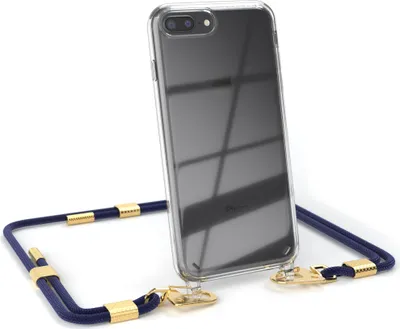 Produktbild von EAZY CASE Handykette für Apple iPhone 8 Plus / 7 Plus, Transparente Silikonhülle mit Band, Clear Case, abnehmbar in  Blau