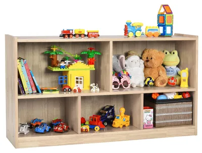 Spielzeugregal mit 5 Fächern, 111x30x61,5 cm, Eichenoptik