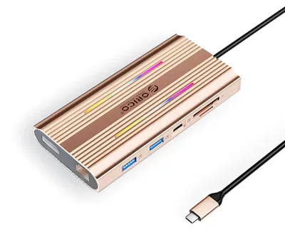 Produktbild von Orico XDR 12-in-1 RGB USB-C Dockingstation mit USB-A, USB-C, 2x HDMI 4K 60 Hz, DisplayPort 4K