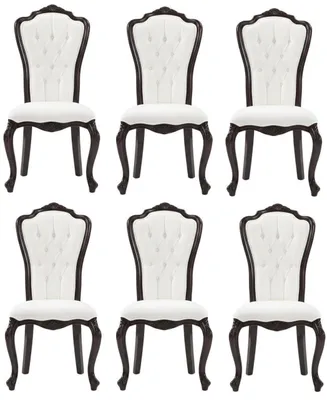 Image de Chaise de style classique, couleur blanche, structure en bois, dossier rembourré