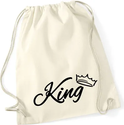 Produktbild von Huuraa Turnbeutel King Krone 12 Liter Natural Baumwolle Rucksack Geschenkidee