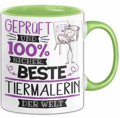 Produktbild von Beste Tiermalerin Der Welt Tasse Geschenk für Eine Tiermalerin  Und Sicher Geschenkidee Geburtstag Weihnachten (Grün)