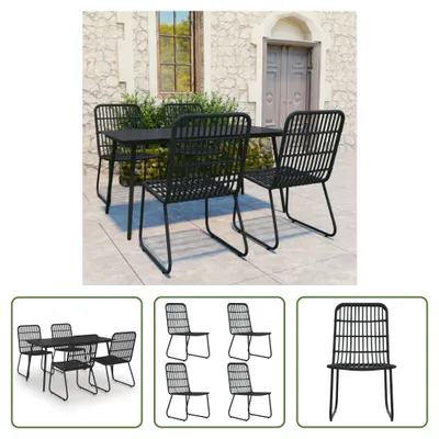Image de The Living Store Ensemble de jardin 5 pièces Poly rotin et verre