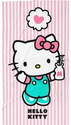 Productafbeelding van Hello Kitty handdoek, roze/wit, 70 x 140 cm