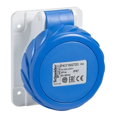 Produktbild von Schneider Electric CEE Anbausteckdosen Schneidklemmen, 16A, 2p+E, 200-250 V AC PKY16G723
