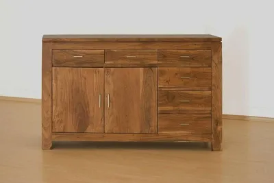 Produktbild von MASSIVMOEBEL24 Sideboard Akazie 150x45x90 hellbraun lackiert SHAMAN #40