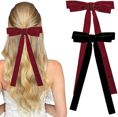 Image de Barrettes françaises, lot de 2, longues, noires et bordeaux