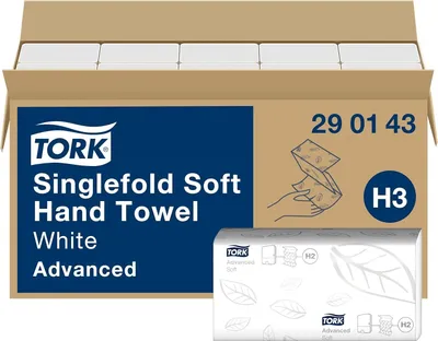 Obrázek produktu pro 290143 Ručníky "Singlefold", bílá, Z/ C, 2-vrstvé, H3, jemný, TORK