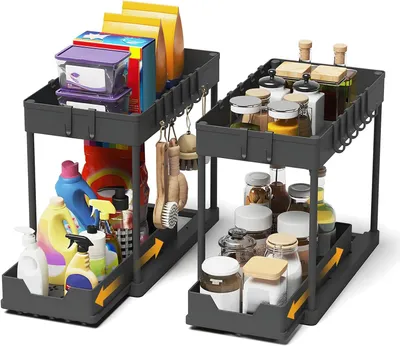 Immagine prodotto di Organizzatore per il bagno - Set da 2 - Plastica - Nero