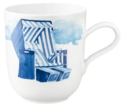 Productafbeelding van Seltmann Weiden beker met handvat, Liberty strandmand design, blauw/wit (0,4 liter)