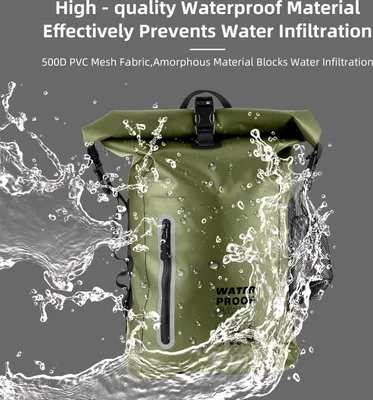 Produktbild von Wasserdichter Rucksack, 25 l, 500D PVC-Netzgewebe, Camping-Rucksack fuer Maenner und Frauen, Rucksackreisen, Wandern, Campingausruestung