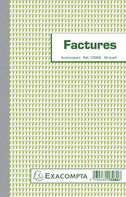 Image de Exacompta 10x Manifold Factures 21x13,5cm 50 feuillets dupli auocopiants 13280E