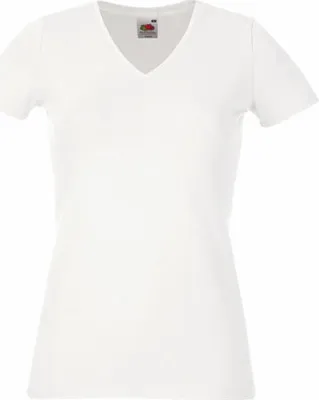 Produktbild von Fruit of the Loom - Lady-Fit V-Neck T - White - XXL