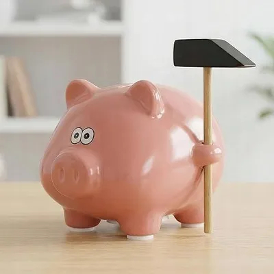 Produktbild von Keramikin Spardose Schwein mit Hammer für Kinder, Geschenkidee