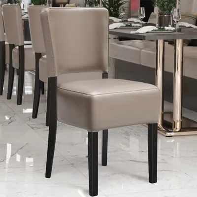 Produktbild von 2er-Set LUCA STEEL | Bistrostuhl | Taupe | Leder | Gastrostühle, Bistrostühle Gepolstert
