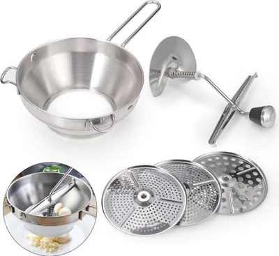 Produktbild von Passiergerät aus Edelstahl mit 3X Siebeinsatz, Passiermühle spülmaschinengeeignet