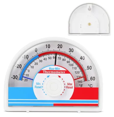 Produktbild von INF Max-Min Hoch-/Tieftemperatur-Rekorder Thermometer, Weiß, 430 Edelstahl und Glas, Manuelle Rückstellung, Innen/Außen, Batteriefrei