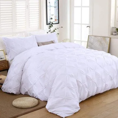 Obrázek produktu pro Sada ložního prádla, 220 x 230 cm, 3dílná sada ložního prádla, mikrovláknová přikrývka se zipem a 2 povlaky na polštáře, 50 x 75 cm, bílá