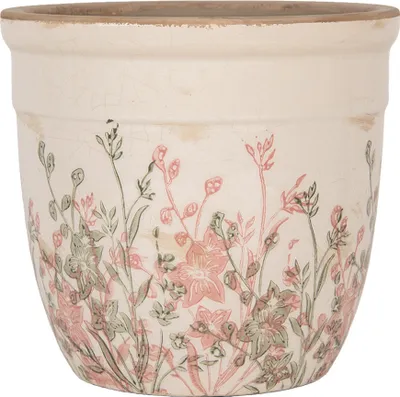 Immagine prodotto di Vaso da fiori Clayre & Eef Ø 18x17 cm Fiori in Vetroceramica beige