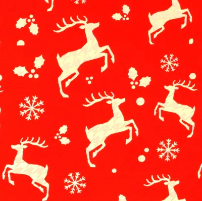 Produktbild von Geschenkpapier Hirsch kariert 70cm x 2m Rolle Rot / Gold