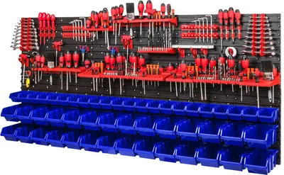 Produktbild von Stapelboxen Set 6x Wandregal Lagersystem 50 Boxen Halterungen 1728 x 780 mm
