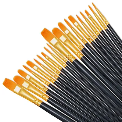 Pinselset 20-teilig, Nylon, Acryl- & Ölmalerei, Aquarell