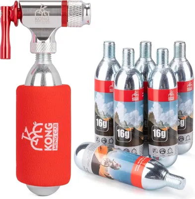 Produktbild von CO2-Pumpe für Fahrräder - 6 Patronen, 16 g - Passend für Ventile mit Presta- und Schrader-Anschluss