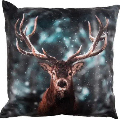 Produktbild von Clayre & Eef Kissenbezug 45x45 cm Grün Braun Polyester Hirsch