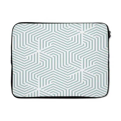 Produktbild von MuchoWow® Laptop Hülle 17 Zoll Laptoptasche Geometrie - Linie - Grün - Muster - Zipper - Schutzabdeckung