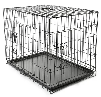 Imagen del producto de TRESKO Transportín para Perros 91 x 58 x 64 cm con 2 Puertas | Jaula de Transporte Metálica para Mascotas | Caja Plegable con Bandeja Extraíble