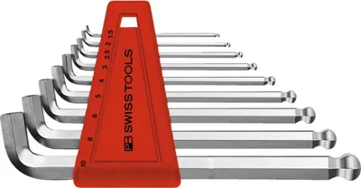 Immagine prodotto di PB Swiss Tools Set di cacciaviti angolari esagonali, con testa sferica e gambo corto, cromati, 9 pezzi