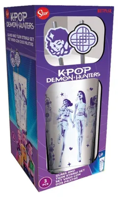 Produktbild von KPop Demon Hunters Glas Tumbler mit Trinkhalmen 485 ml