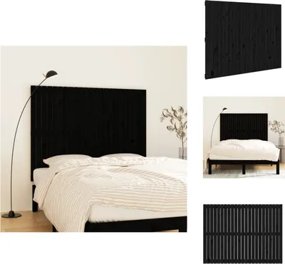Produktbild von vidaXL Wand-Kopfteil Schwarz 146,5x3x110 cm Massivholz Kiefer -  Kopf- & Fußenden