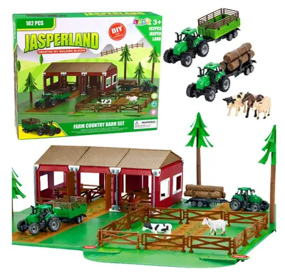 Image de Set « La ferme » avec tracteurs, animaux et bien plus encore, 102 pièces.