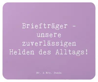 Produktbild von Mr. & Mrs. Panda Mauspad Spruch Briefträger Helden - Lavendeltraum - Geschenk, Aufmerksamkeit, Mouse Pad, computer, Dankbarkeit Postboten, Wertschätzung, Bedanken, pc