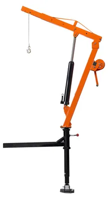 Image de Grue de levage SucceBuy avec attelage, capacité de charge de 227 kg, treuil manuel et pompe hydraulique de 8 tonnes, grue de levage manuelle avec rotation à 360°, équipement de levage en acier au carbone pour camions et remorques