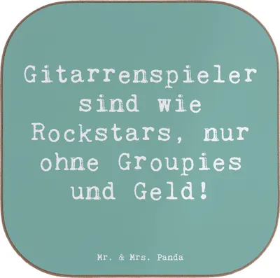 Produktbild von Mr. & Mrs. Panda Getränkeuntersetzer Spruch Gitarre Helden - Meeresbrise - Geschenk, Untersetzer Glas, Liebe, Freiheit, Lernen, Musiker, Abenteuer, Tassen, Musik, Coaster