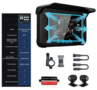 Obrázek produktu pro GPS pro motocykly - Navigace pro motorky - Navigace - Držák na motorku - Držák na telefon - Bezdrátové CarPlay a Android Auto
