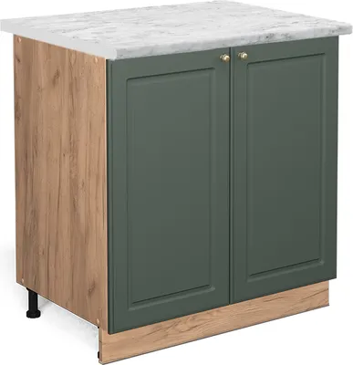 Produktbild von Küchenunterschrank Vicco Fame-Line Grün-Gold Landhaus 80 cm mit Regal, AP Marmor, Model 46178