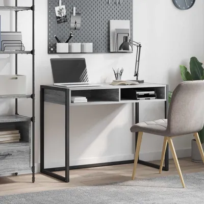Immagine prodotto di Maison Exclusive - Scrivania in legno impiallacciato effetto Sonoma grigio, dimensioni 100 x 50 x 75 cm